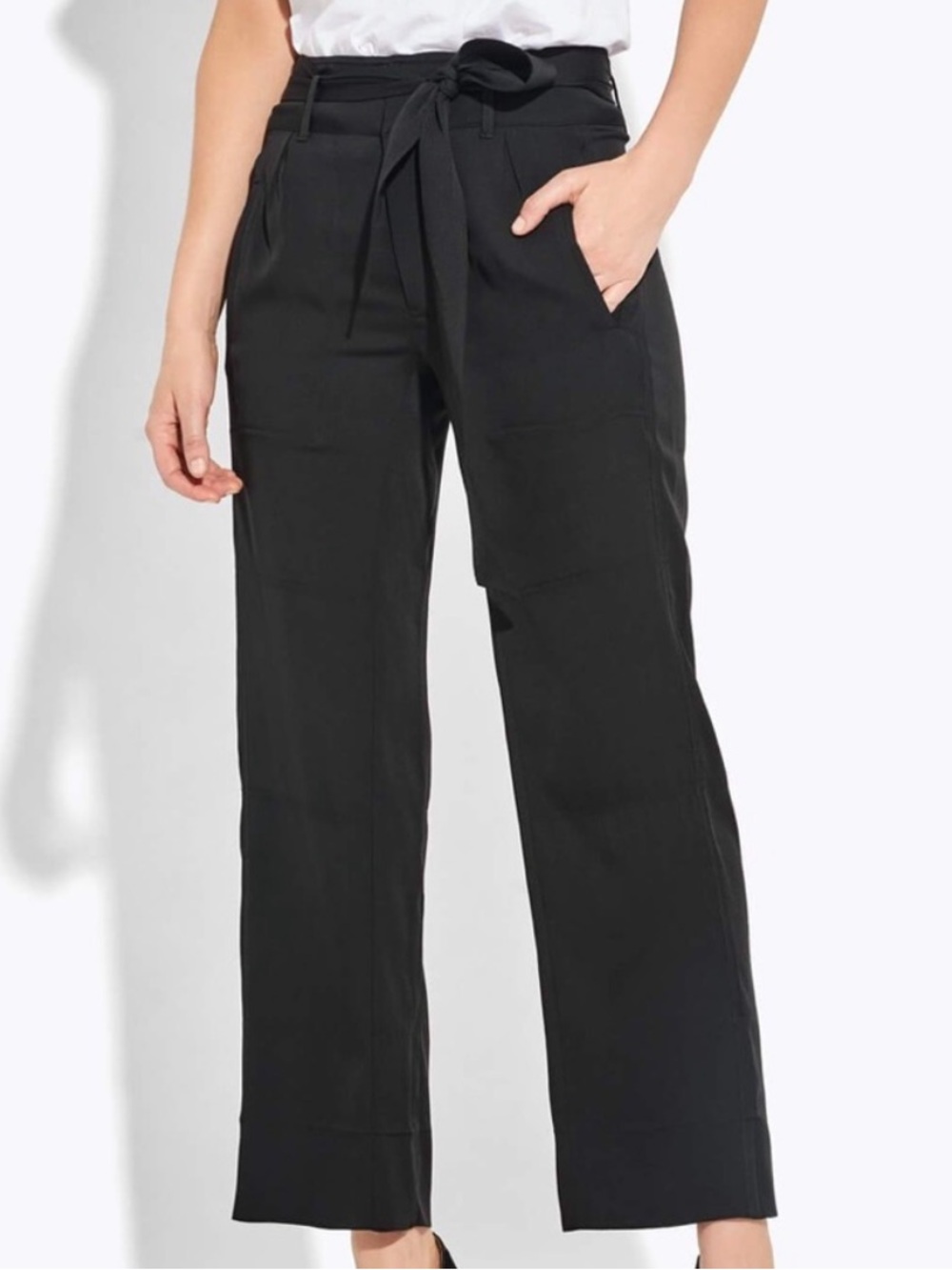 AYR Black Wide-Leg Tie-Waist Pants